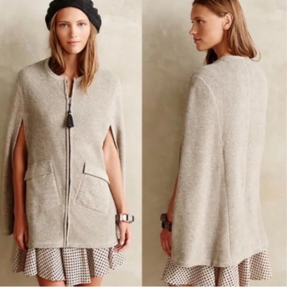 Anthropologie Light Gray Cape Jacket
